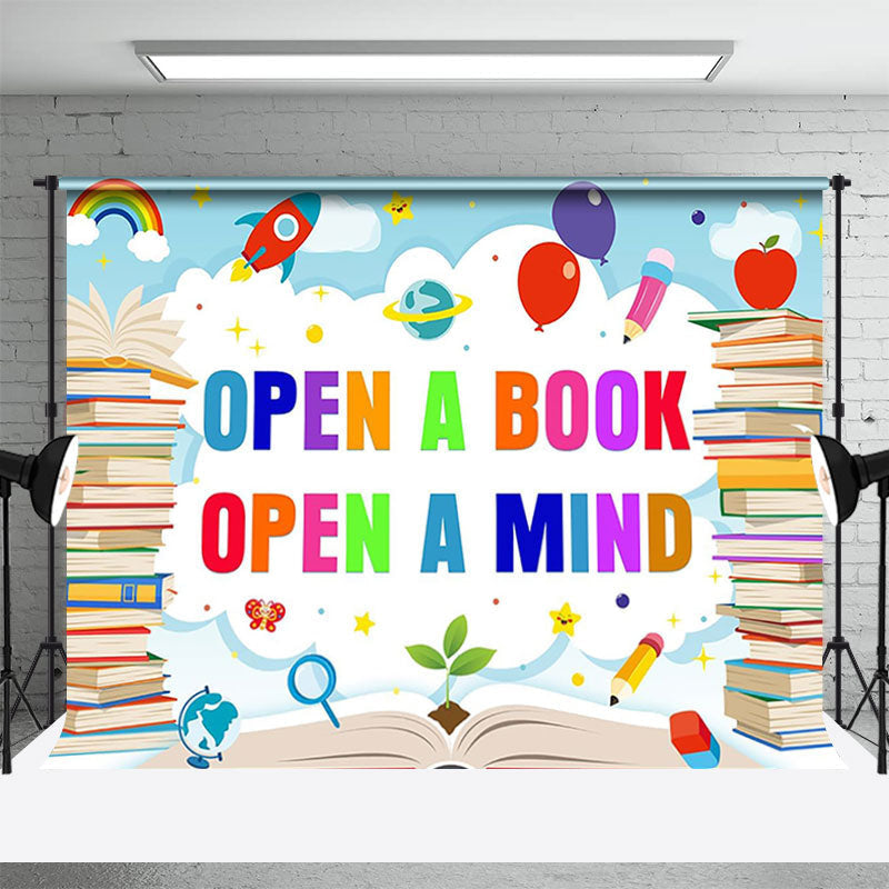 Aperturee - Books Reading Balloon Pencil World Book Day Backdrop