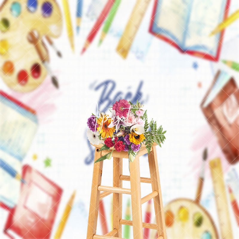 Aperturee - Books Stationery Back To School Cake Smash Backdrop