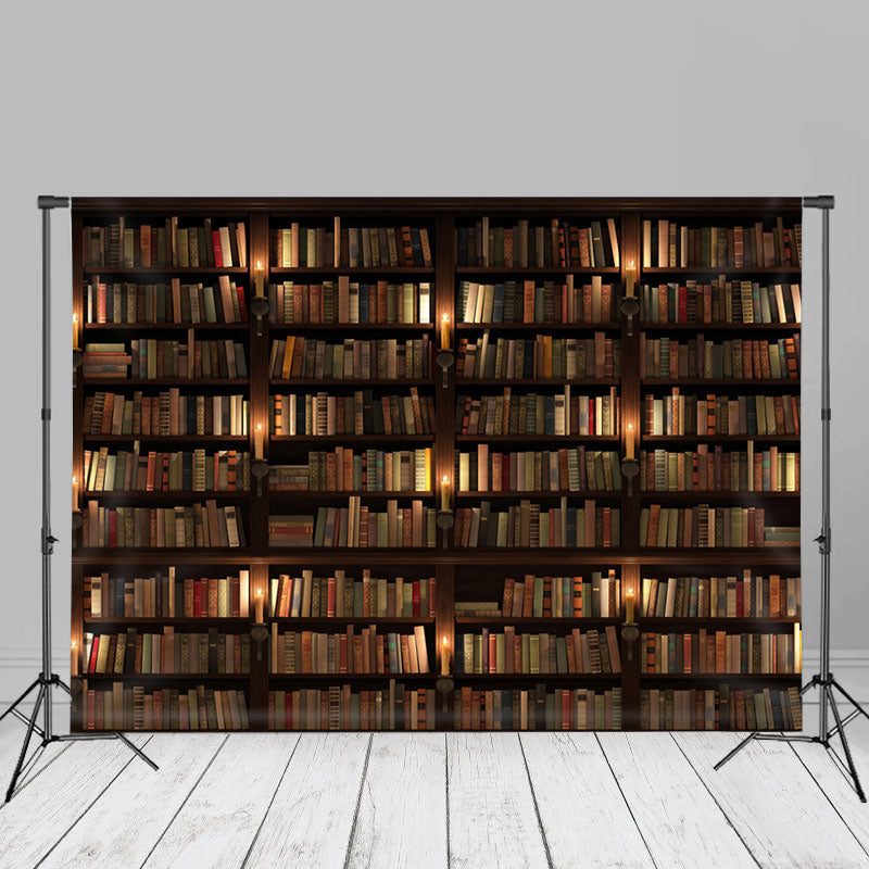 Aperturee - Bookshelf Candle Lights Back To School Backdrop