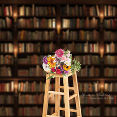 Aperturee - Bookshelf Candle Lights Back To School Backdrop