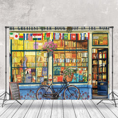 Aperturee - Bookshop Bike Flags Back To School Photo Backdrops