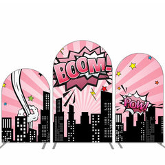 Aperturee Boom Night City Pink Sky Birthday Arch Backdrop Kit