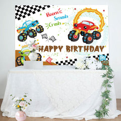 Aperturee - Boom Smash Crash SUV Game Birthday Backdrop For Boy