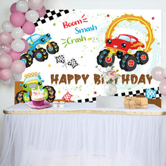 Aperturee - Boom Smash Crash SUV Game Birthday Backdrop For Boy