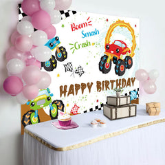 Aperturee - Boom Smash Crash SUV Game Birthday Backdrop For Boy