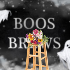 Aperturee - Boos And Brews Smoke Halloween Baby Shower Backdrop