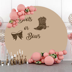 Aperturee - Boot Or Bow Brown Pattern Round Baby Shower Backdrop