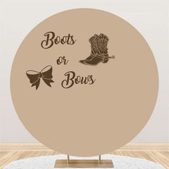 Aperturee - Boot Or Bow Brown Pattern Round Baby Shower Backdrop