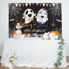 Aperturee - Booy Or Ghoul Black Halloween Gender Reveal Backdrop