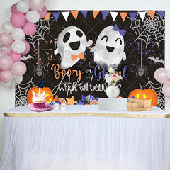 Aperturee - Booy Or Ghoul Black Halloween Gender Reveal Backdrop