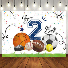 Aperturee - Born 2 Ball Green Lawn Sports Backdrop For Birthday