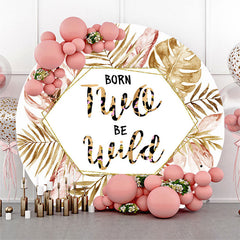 Aperturee Born Two Be Wild Leaves Round 2nd Birthday Backdrop