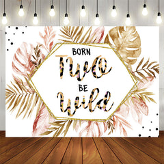 Aperturee - Born Two Be Wild Pink Gold Leaves 2Nd Birthday Backdrop