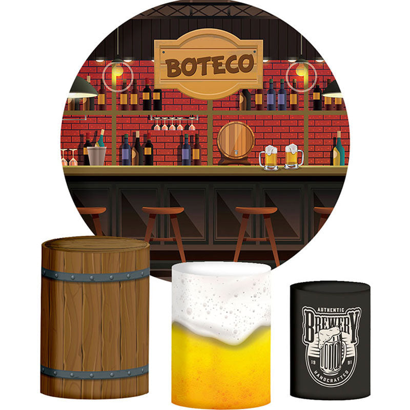 Aperturee Boteco Cowboy Style Bar Round Backdrop Kit For Party