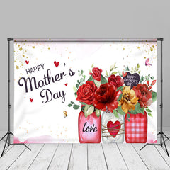 Aperturee - Bottles Red Flowers Pink Mothers Day Photo Backdrop