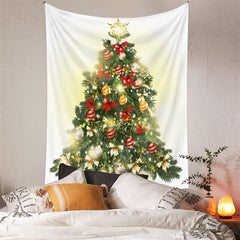 Aperturee - Bow Tie Christmas Tree Balls Glitter Wall Tapestry