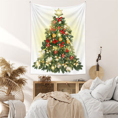 Aperturee - Bow Tie Christmas Tree Balls Glitter Wall Tapestry