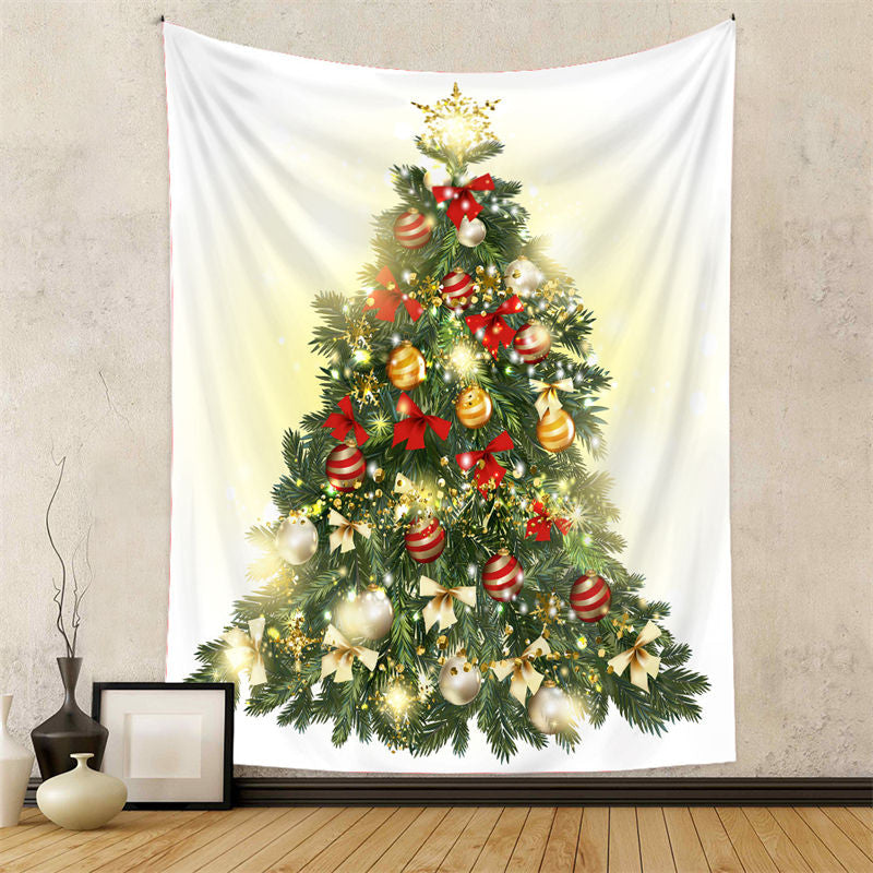 Aperturee - Bow Tie Christmas Tree Balls Glitter Wall Tapestry