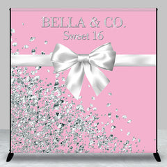 Aperturee - Bow Tie Diamonds Pink Custom 16 Birthday Backdrop