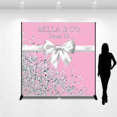 Aperturee - Bow Tie Diamonds Pink Custom 16 Birthday Backdrop