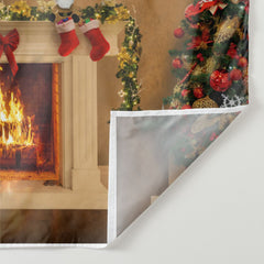 Aperturee - Bow Tie Wreath Fireplace Christmas Tree Backdrop