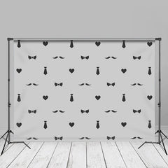 Aperturee - Bowtie Heart Moustache Tie Grey Fathers Day Backdrop