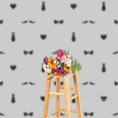 Aperturee - Bowtie Heart Moustache Tie Grey Fathers Day Backdrop