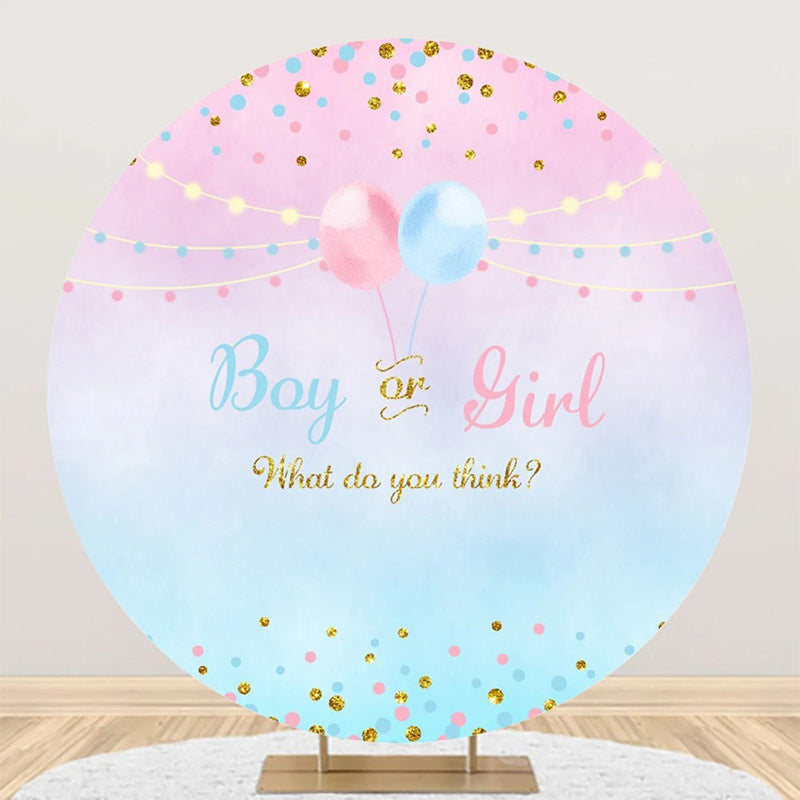 Aperturee - Boy Or Girl Balloon Round Gender Reveal Backdrop