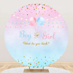 Aperturee - Boy Or Girl Balloon Round Gender Reveal Backdrop