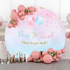 Aperturee - Boy Or Girl Balloon Round Gender Reveal Backdrop