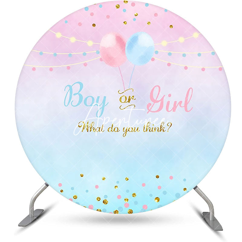 Aperturee - Boy Or Girl Balloon Round Gender Reveal Backdrop