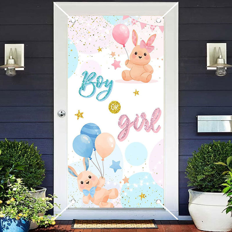 Aperturee - Boy Or Girl Bunny Glitter Baby Shower Door Cover