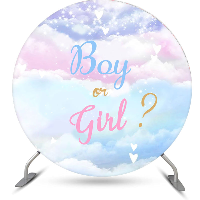 Aperturee - Aperturee Cute Gender Reveal Round Baby Shower Backdrop