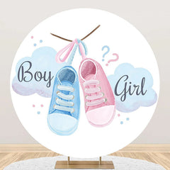 Aperturee - Boy Or Girl Sneakers Round Gender Reveal Backdrop