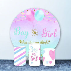 Aperturee Boy or Girl Balloons Baby Shower Round Backdrop Kit