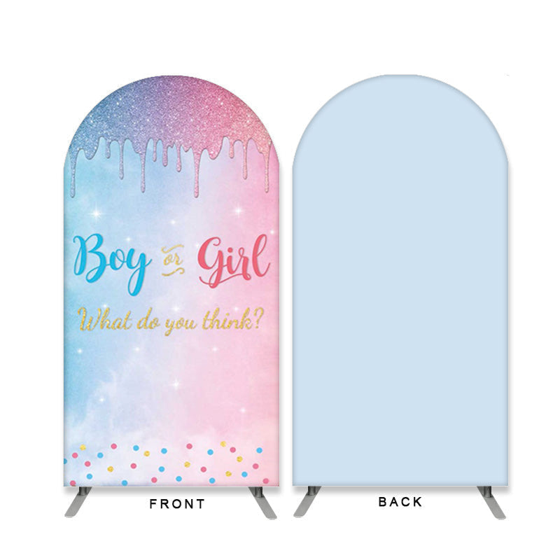 Aperturee - Boy Or Girl What Do You Think Double Sided Arch Backdrop for Party