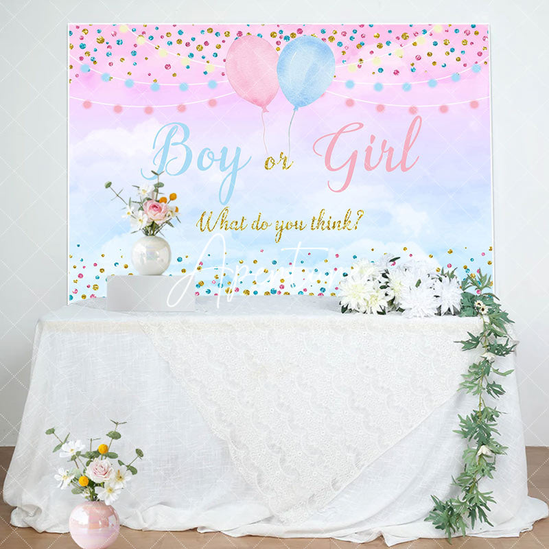 Aperturee - Boy Or Girl What Dou You Think Gender Reveal Backdrop