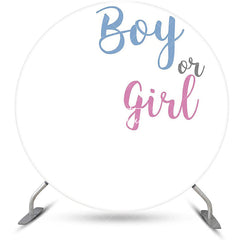 Aperturee - Boy Or Girl White Round Backdrop For Gender Reveal