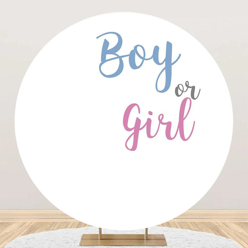 Aperturee - Boy Or Girl White Round Backdrop For Gender Reveal