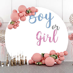 Aperturee - Boy Or Girl White Round Backdrop For Gender Reveal