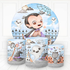 Aperturee Boy Vampire Boo Magic Round Backdrop Kit For Baby Shower