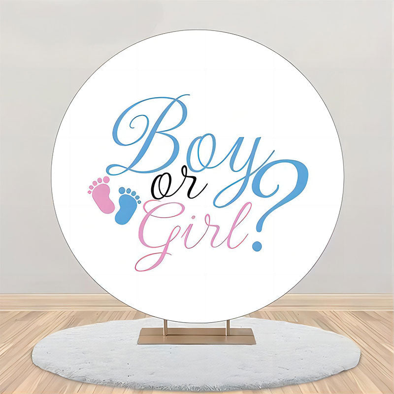 Aperturee - Boys Or Girls Footprint Round Gender Reveal Backdrop