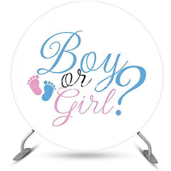 Aperturee - Boys Or Girls Footprint Round Gender Reveal Backdrop