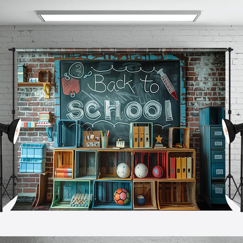 Aperturee - Brick Blackboard Back To School Cake Smash Backdrop