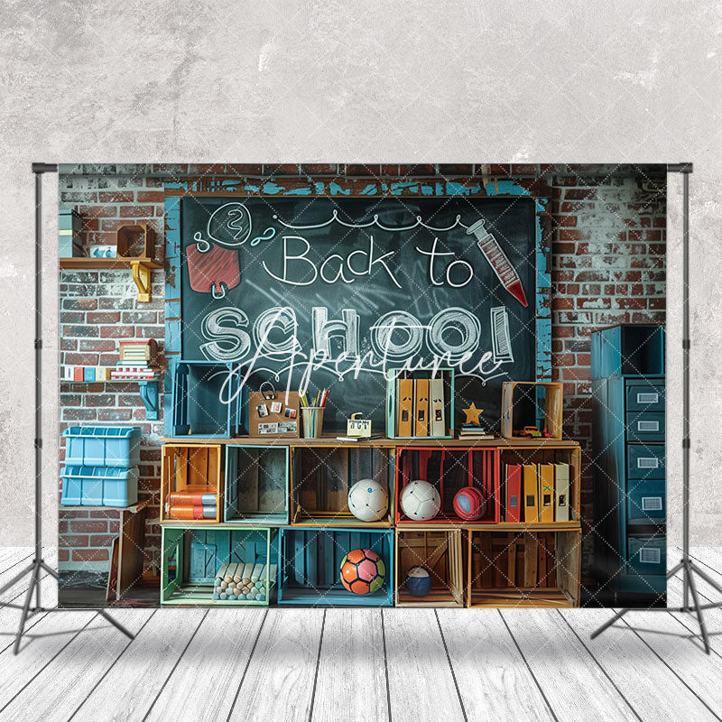 Aperturee - Brick Blackboard Back To School Cake Smash Backdrop