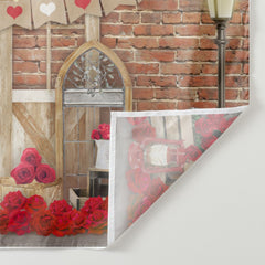 Aperturee - Brick Lamp Love Rose Happy Valentine Day Backdrop