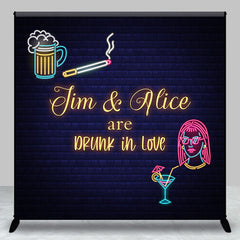 Aperturee - Brick Neon Light Beer Girl Custom Wedding Backdrop