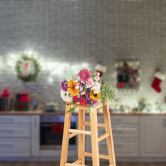 Aperturee - Brick Wall Cupboard Photography Christmas Backdrop