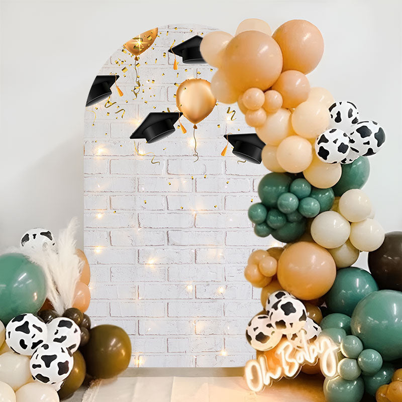 Aperturee - Brick Wall Graduation Party Double Sided Arch Backdrop