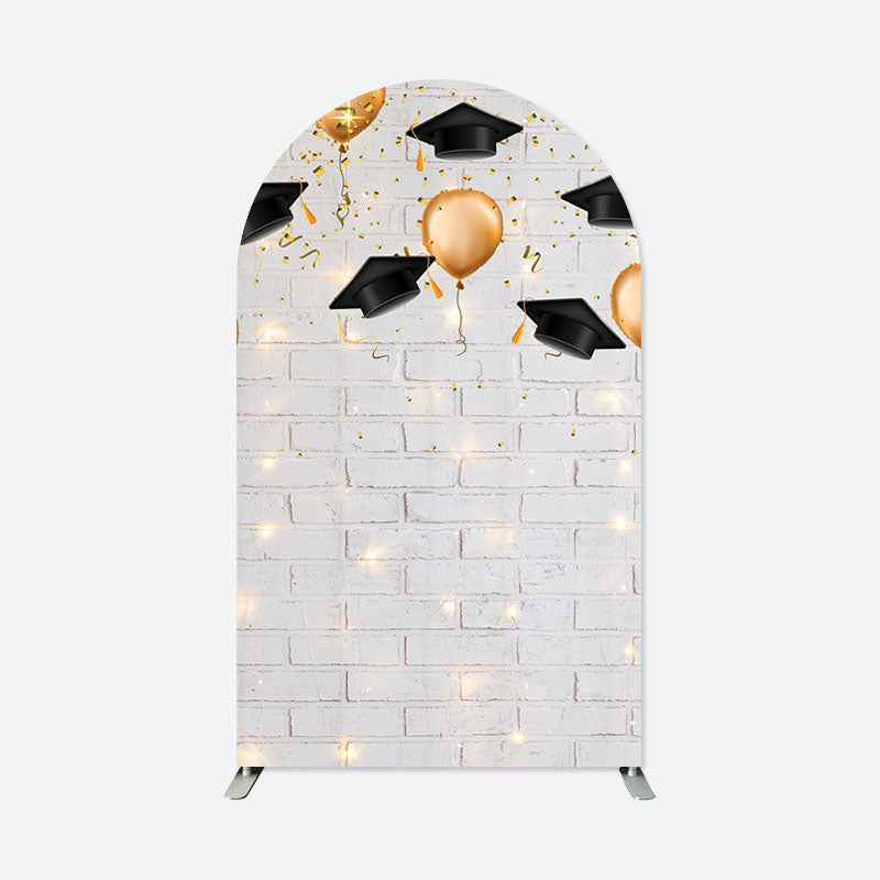 Aperturee - Brick Wall Graduation Party Double Sided Arch Backdrop